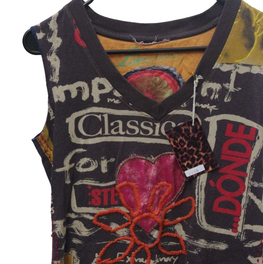 Sleeveless Multi colour Desigual top with stitched detailing
