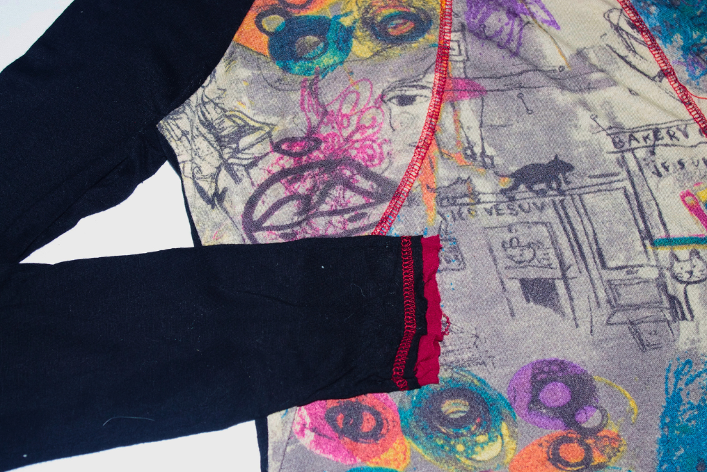 Multicolour Graphic Raglan Long Sleeve Top
