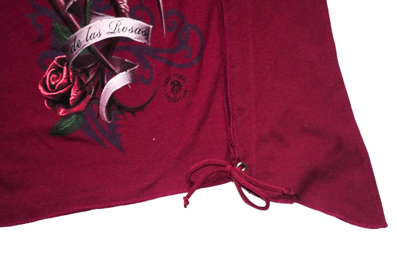 Y2K Wine Red Dragon Print Corset Tie Wing Sleeved Top