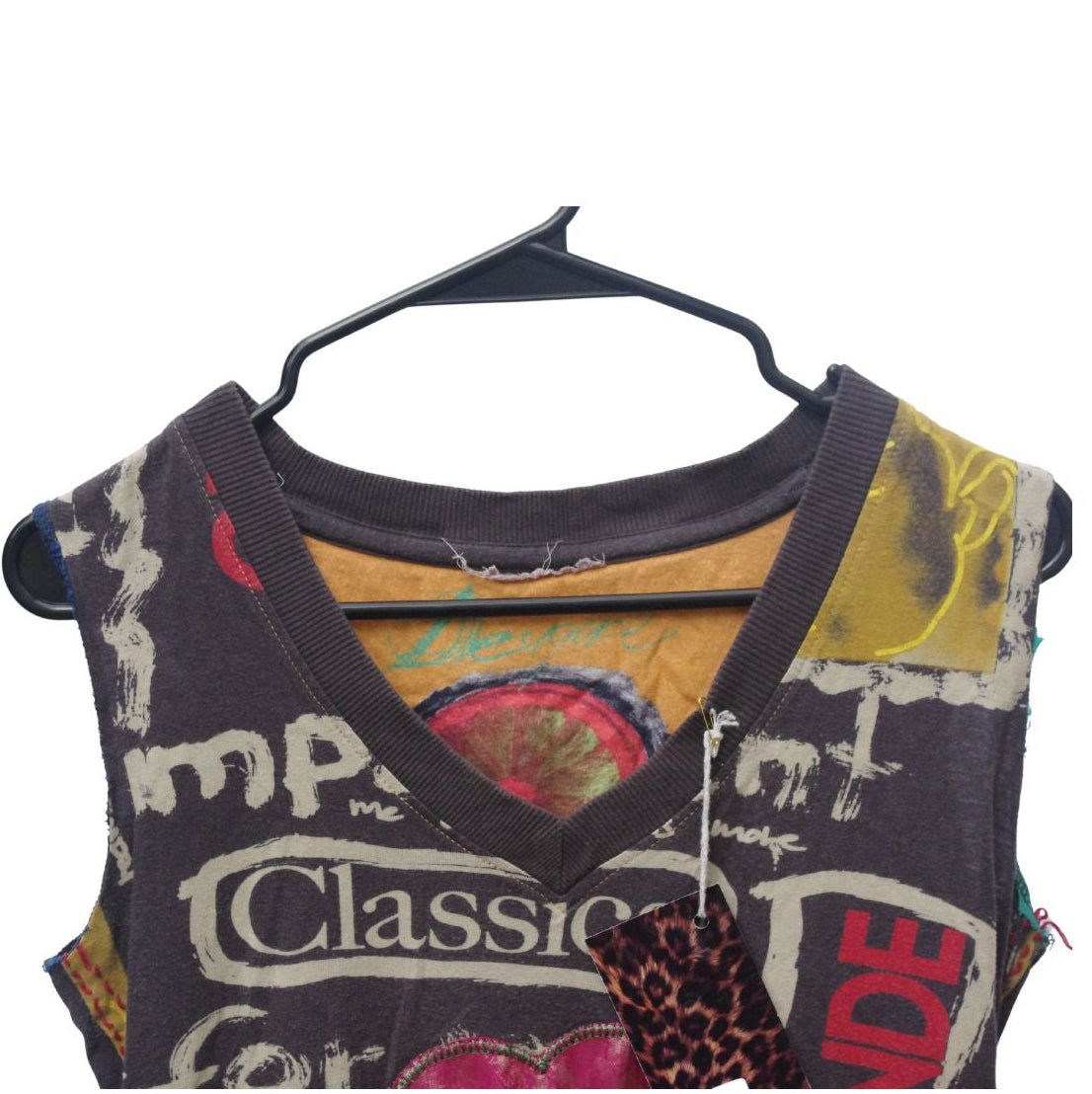 Sleeveless Multi colour Desigual top with stitched detailing