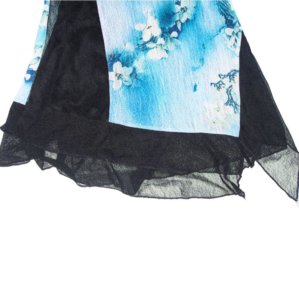 Blue and Black Mesh Patchwork Grunge 90s Dress