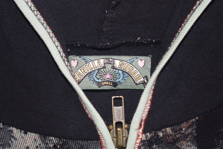 Black Grunge Vintage Graphic Zip-Up Hoodie