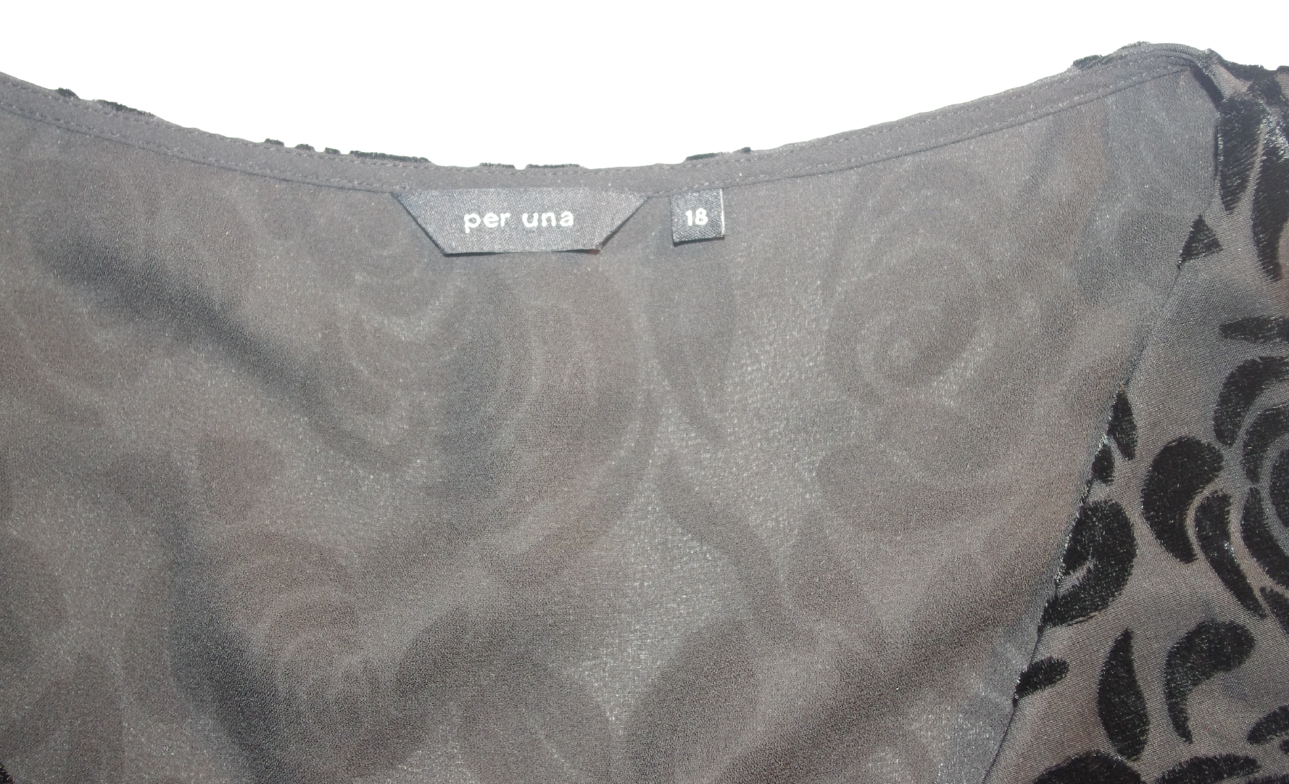 Black Baby Doll Style Sleeveless Top with Velvet Floral Detailing