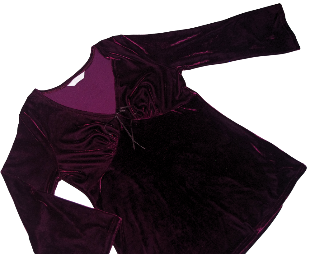 Witchy Velvet dark Purple V Neck Floaty top