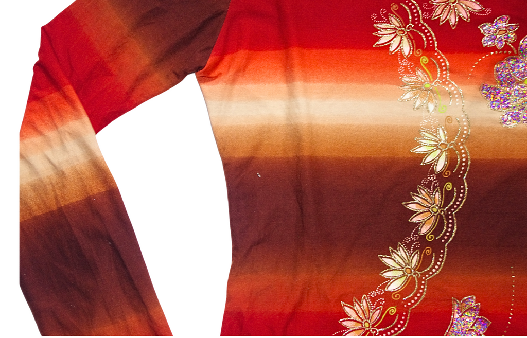 Hippie Red and Brown Gradient Floral Sparkly top