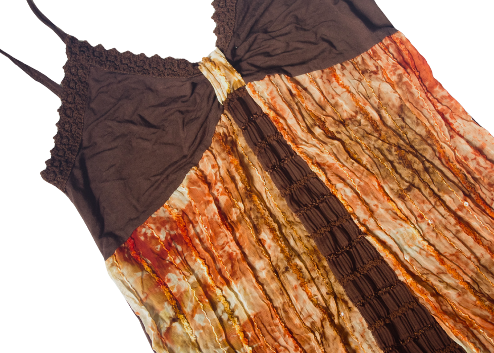 Brown and Orange Hippie Print Sparkly Cami