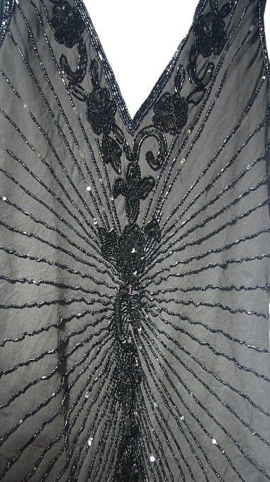Grey and Black Beaded and Sequin Maxi Dress