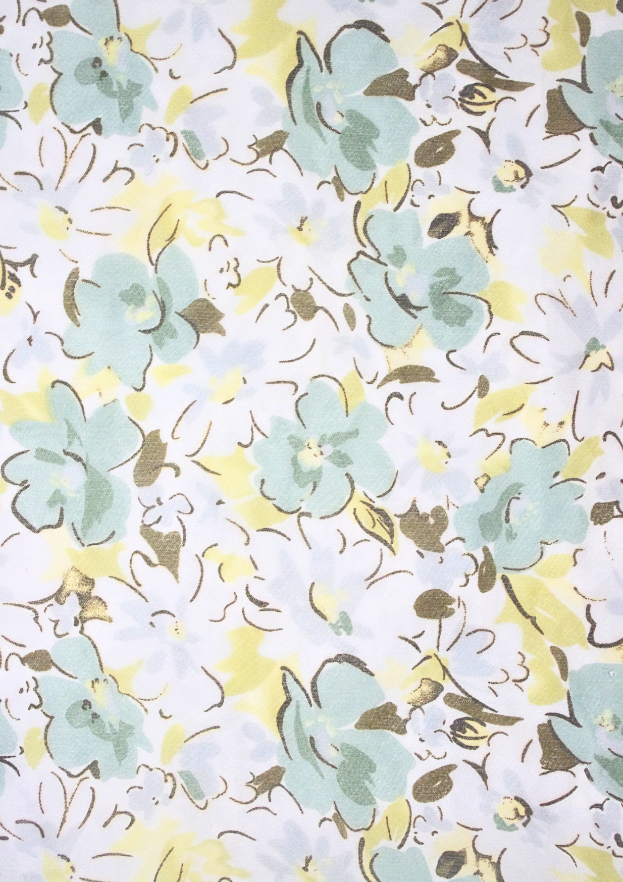 White Floral Y2K Midi Skirt with Green and Yellow Detailing