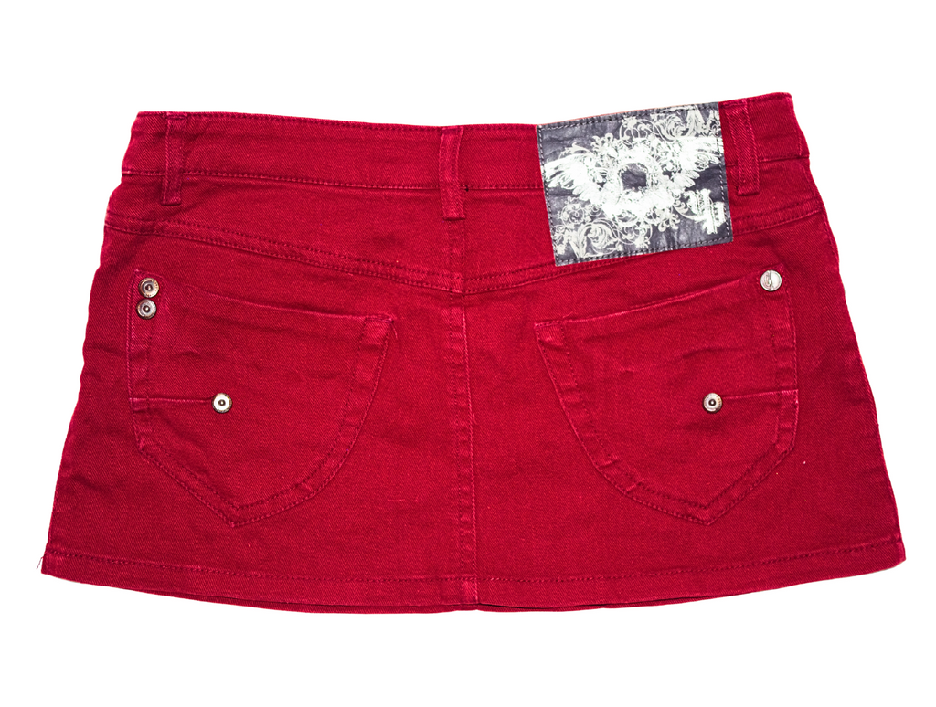 Red Y2K Micro Denim Mini skirt