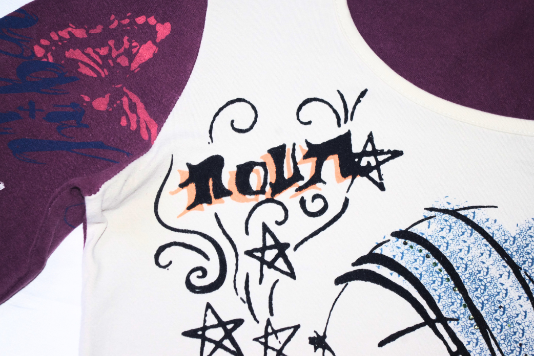 Purple & Cream Graphic Girl Long Sleeve Top