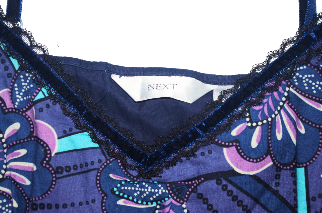 Blue Patterned Panelled Cami Top