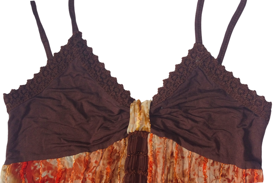 Brown and Orange Hippie Print Sparkly Cami