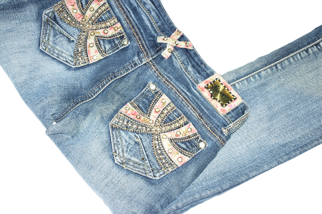 Y2K Floral Embellished Denim Capri Jeans