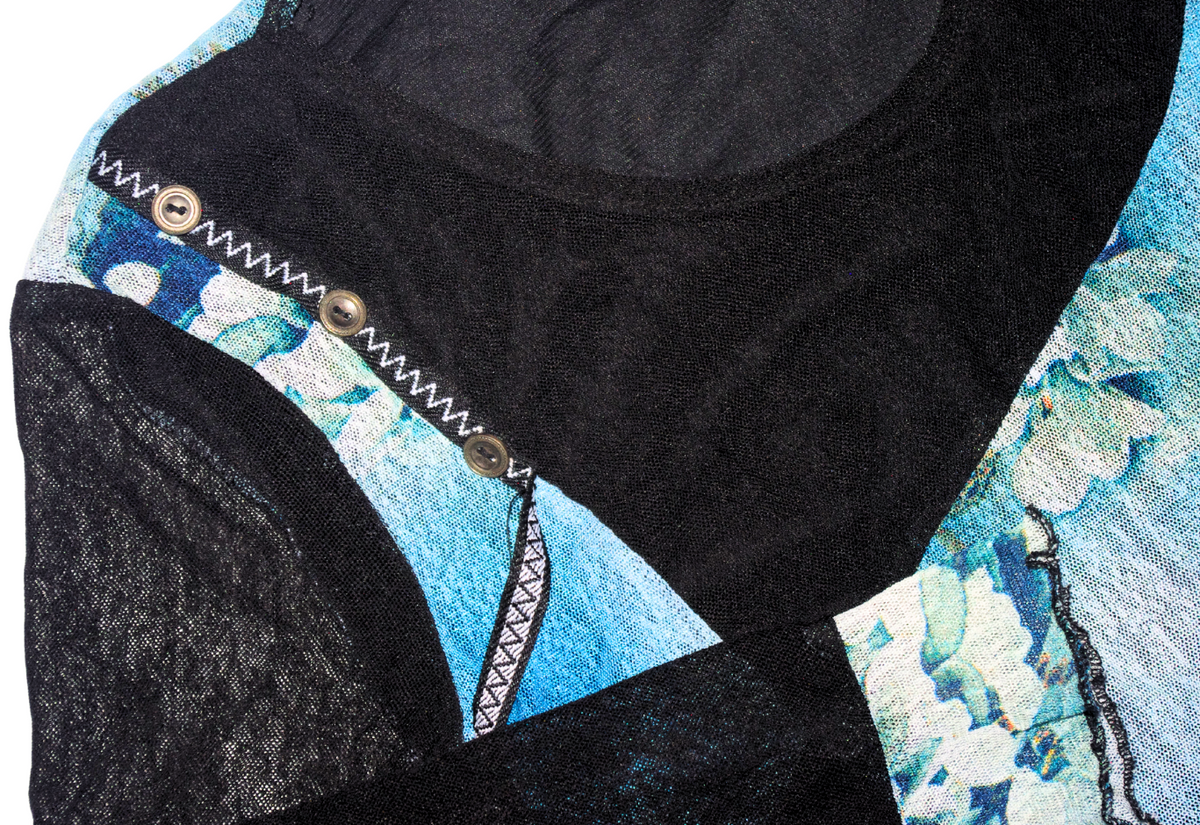 Blue and Black Mesh Patchwork Grunge 90s Dress
