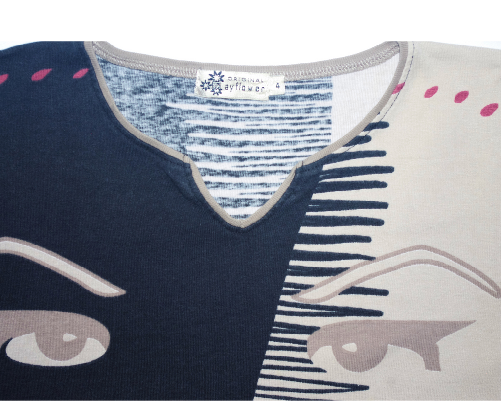 Abstract Face Graphic Long Sleeve Top
