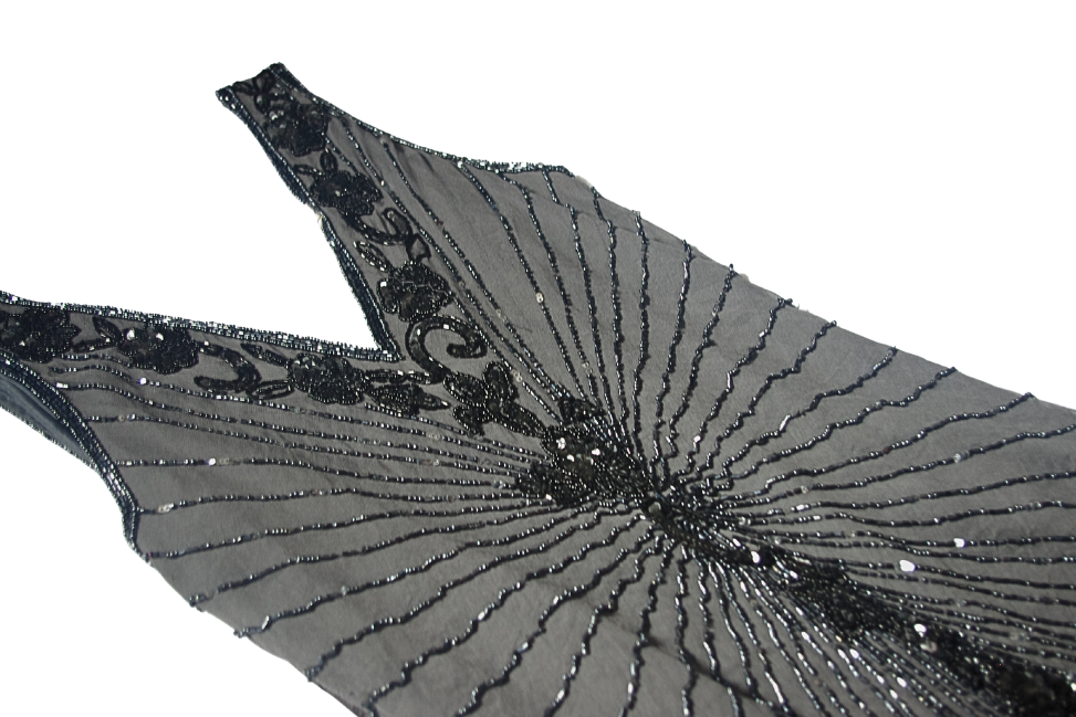 Grey and Black Beaded and Sequin Maxi Dress