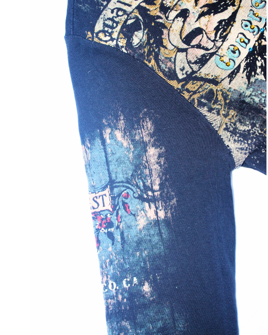 Black Grunge Vintage Graphic Zip-Up Hoodie