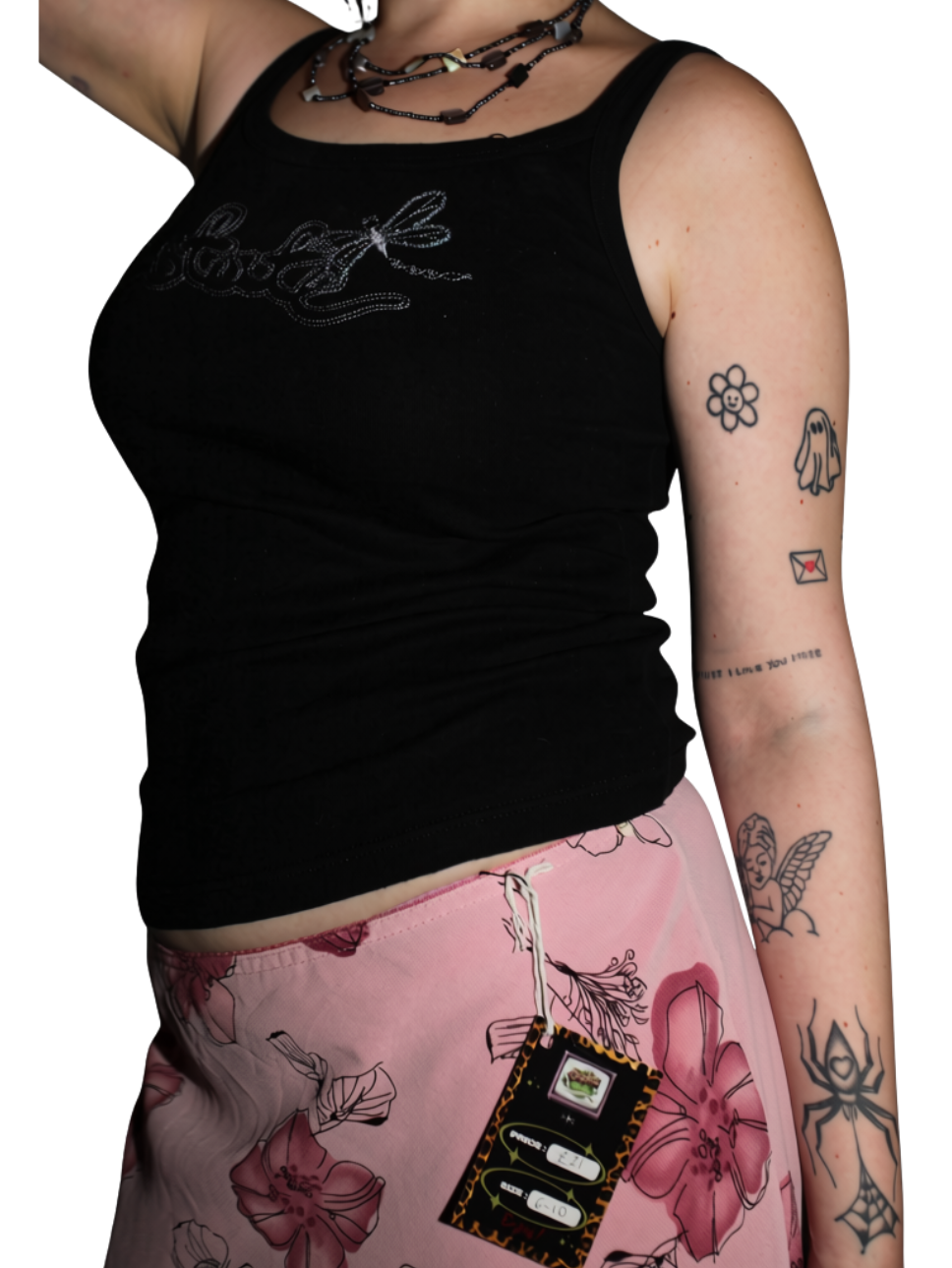 Black Embroided 90s Italian Vintage Tank top