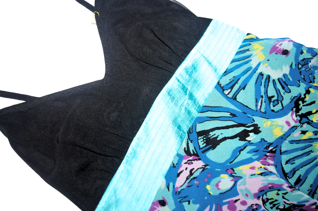 Blue Printed Y2K Cami Dress