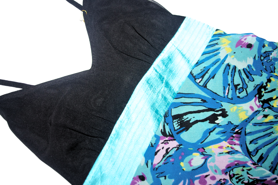 Blue Printed Y2K Cami Dress