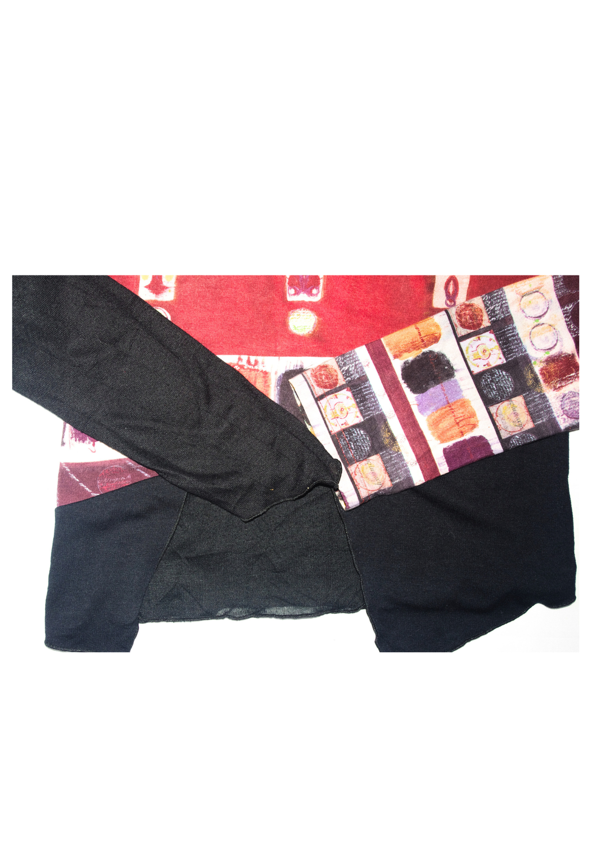 French Vintage Adventures Des Toiles Abstract Patchwork Turtle Neck Top