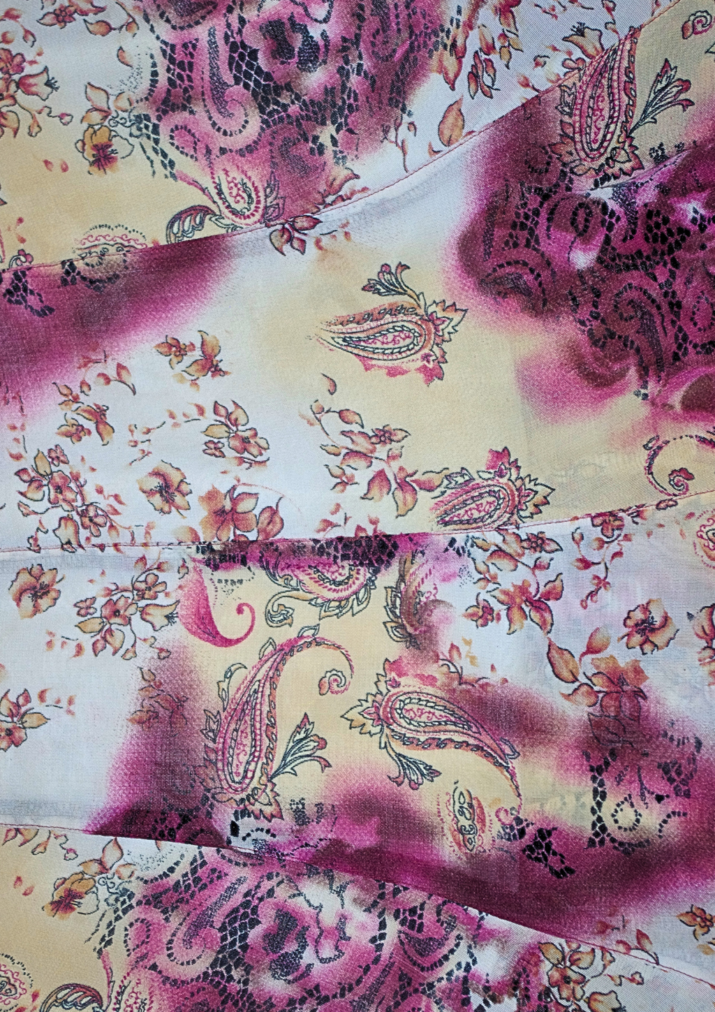 Dark Pink and Beige Floral 90s layered Midi Layered Flow Skirt