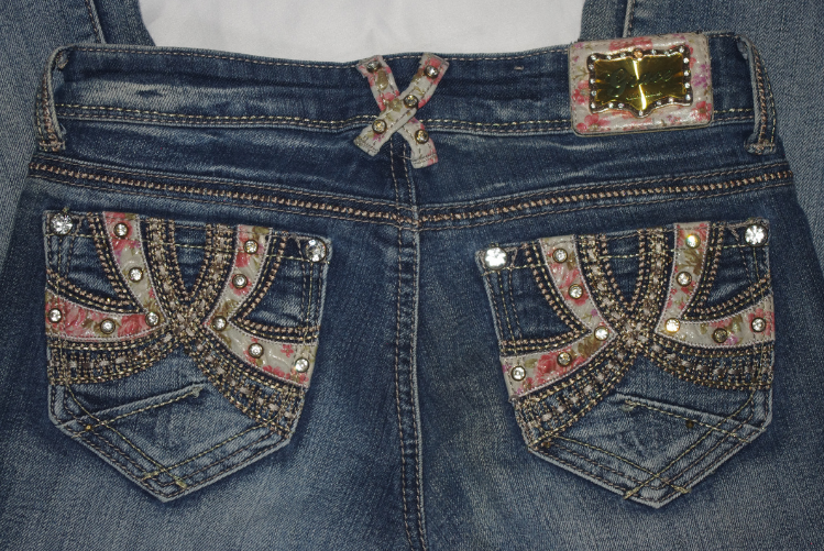 Y2K Floral Embellished Denim Capri Jeans