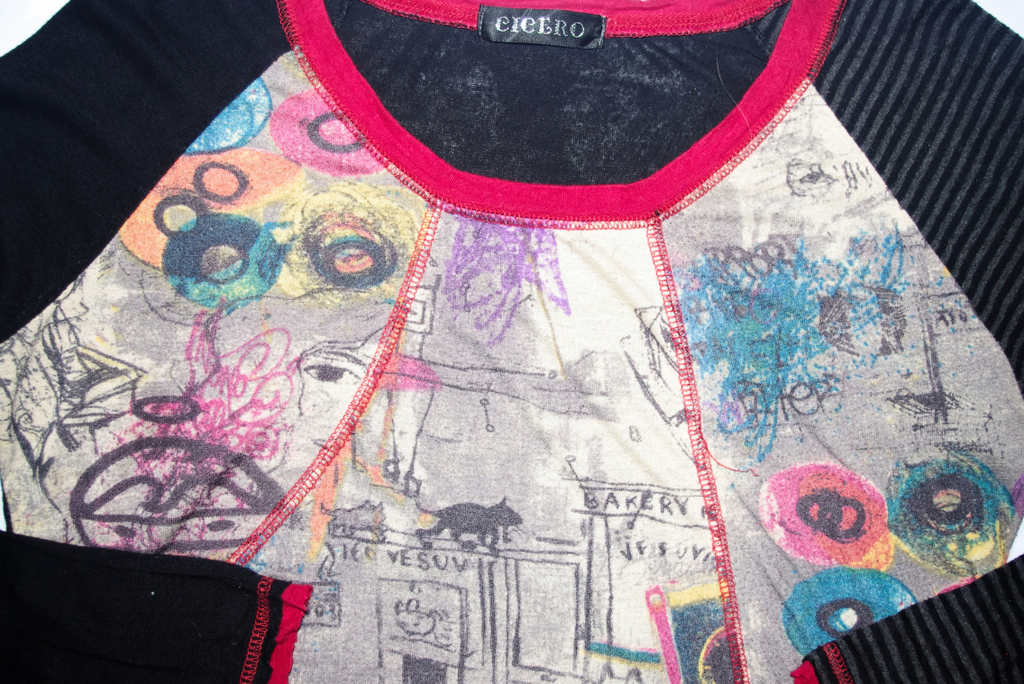 Multicolour Graphic Raglan Long Sleeve Top