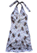 White Halterneck Floral Sparkly Dress with Lace Overlay