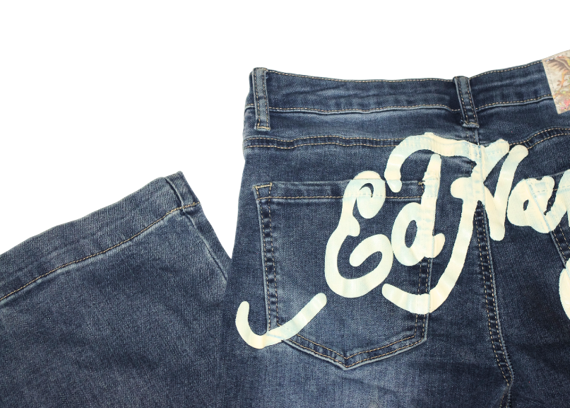 Ed Hardy Eagle Graphic Wide Leg Jeans