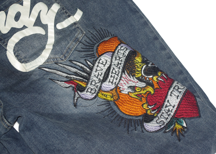 Ed Hardy Eagle Graphic Wide Leg Jeans